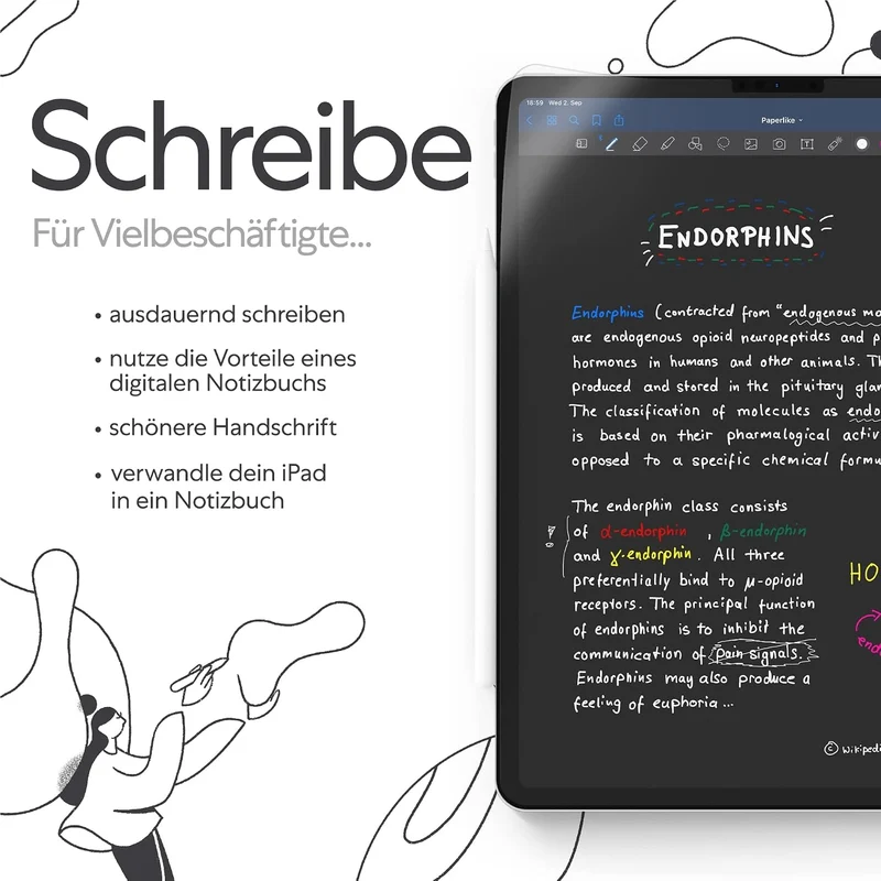 Paperlike 2.0 (2 Stück) für iPad Mini 7,9" (2019) - Folie zum Zeichnen, Schreiben und Notizen machen