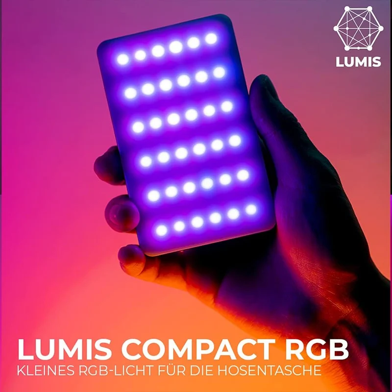 Rollei Lumis Compact RGB, kleine RGB Dauerlicht mit 360 Farben und tollen Lichteffekten, schwarz & R