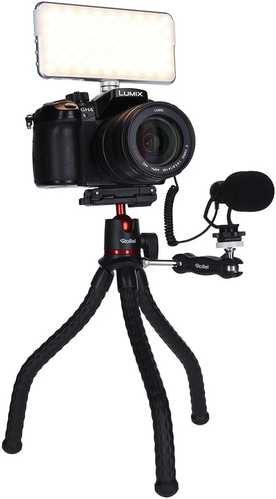 Rollei Lumis Compact RGB, kleine RGB Dauerlicht mit 360 Farben und tollen Lichteffekten, schwarz & R