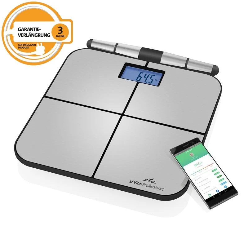 Personenwaage ETA Vital Professional mit Smart-App 8781 90000 rostfreier stahl/schwarz