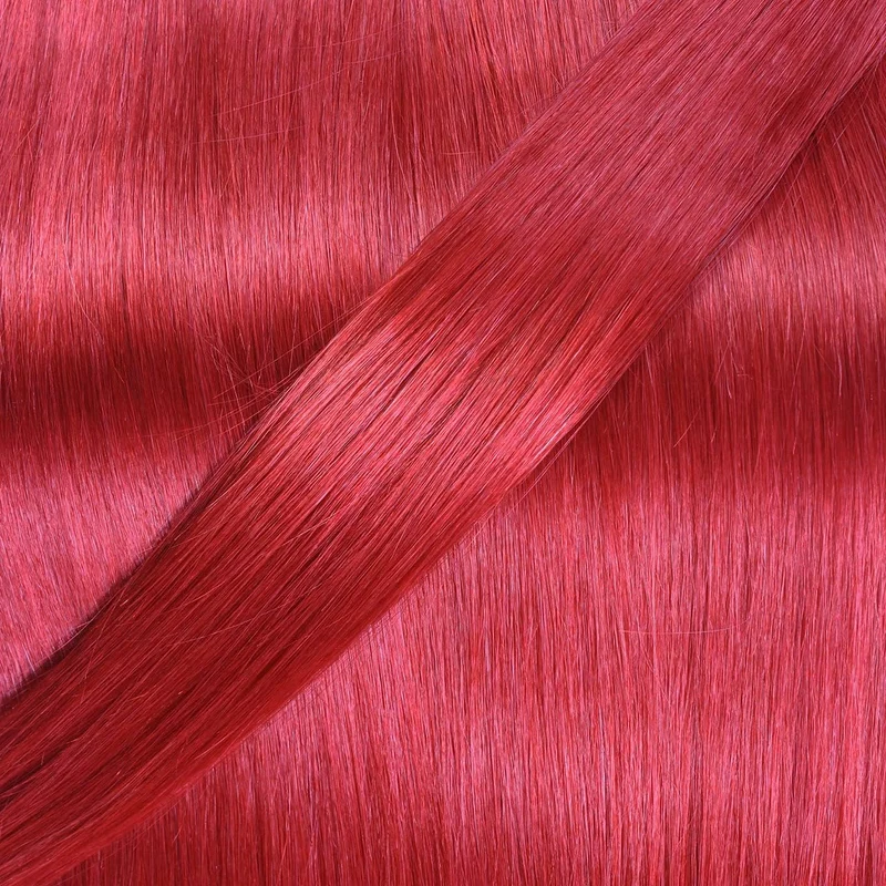 hair2heart Microring Extensions Echthaar Gewellt - 100 Strähnen 1g 40cm 0/44 rot intensiv 100 Strähn
