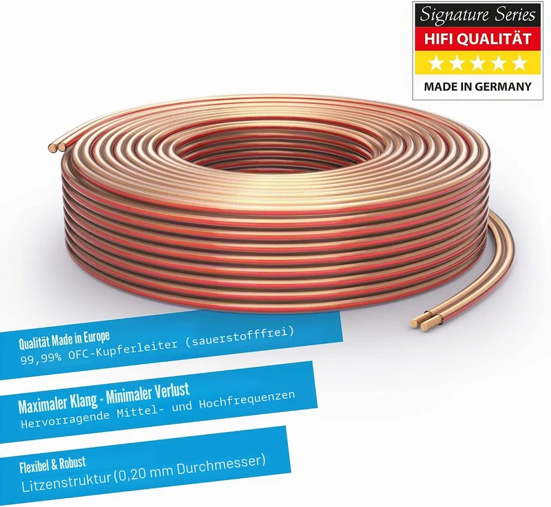 PureLink Lautsprecherkabel OFC 2 x 1,50mm² (0,20mm), 100m, transparent 100m 2 x 1,50mm² (0,20mm) tra