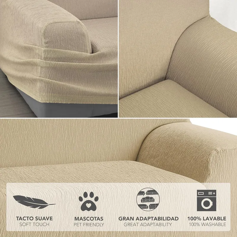 Martina Home Emilia Elastischer Sofabezug für 3-Sitzer-Sofa, Vison, Breite 170 bis 220 cm 3 Sitzer B