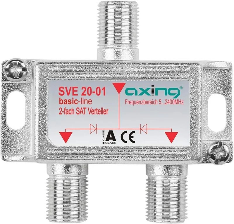 Axing SVS 1-00 Satelliten-Breitbandverstärker (25dB, 47-2200 MHz) & SVE 20-01 2-Fach SAT-Verteiler S