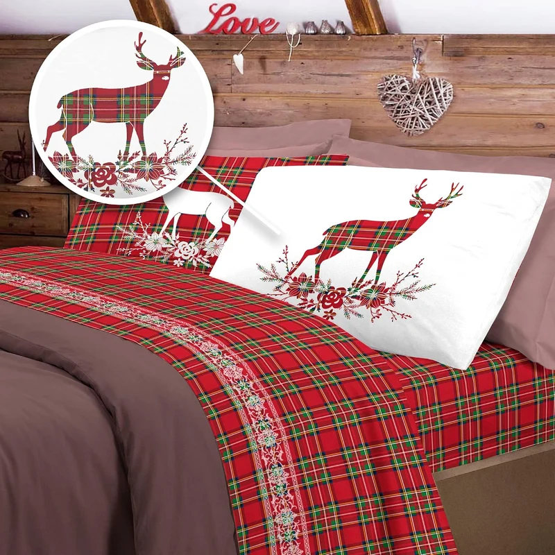 PENSIERI DELICATI Bettwäsche-Set für Ehebett aus 100% Baumwolle, Bettwäsche für Doppelbett 180x200 I