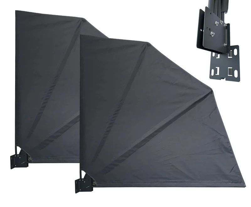 QUICK STAR 2 Stück Sichtschutz Fächer 140x140cm Anthrazit Easy Mount Wandplatte Balkon Trennwand Win