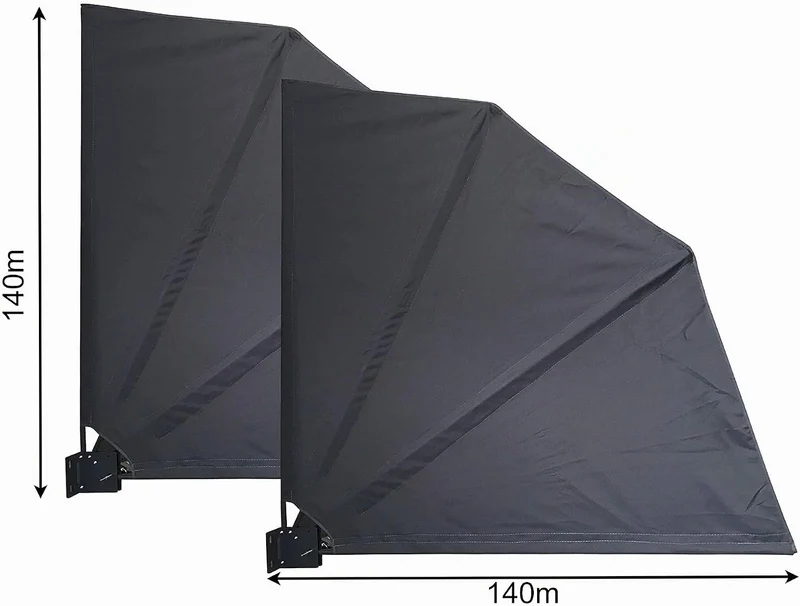 QUICK STAR 2 Stück Sichtschutz Fächer 140x140cm Anthrazit Easy Mount Wandplatte Balkon Trennwand Win