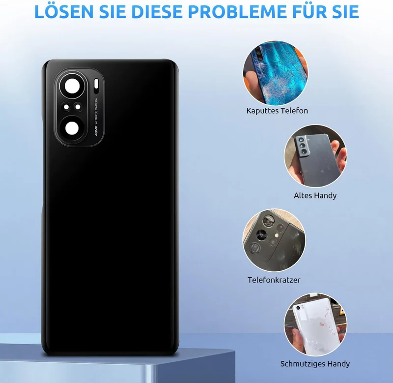 Eonpam Akkudeckel für Xiaomi Poco F3 Rückseite Glas Original Backcover Back Glas Ersatz Reparatur Se