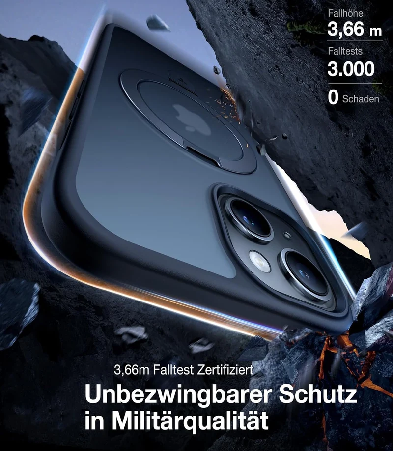 TORRAS Ostand All-in-One für iPhone 15 Hülle für MagSafe (Nr.1 Magnetkraft, Unsichtbarer Ständer, Mi