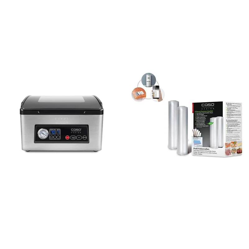 CASO VacuChef 70 - Kammervakuumierer aus Edelstahl, starke Vakuumpumpe 70 Liter/Minute & Profi- Foli