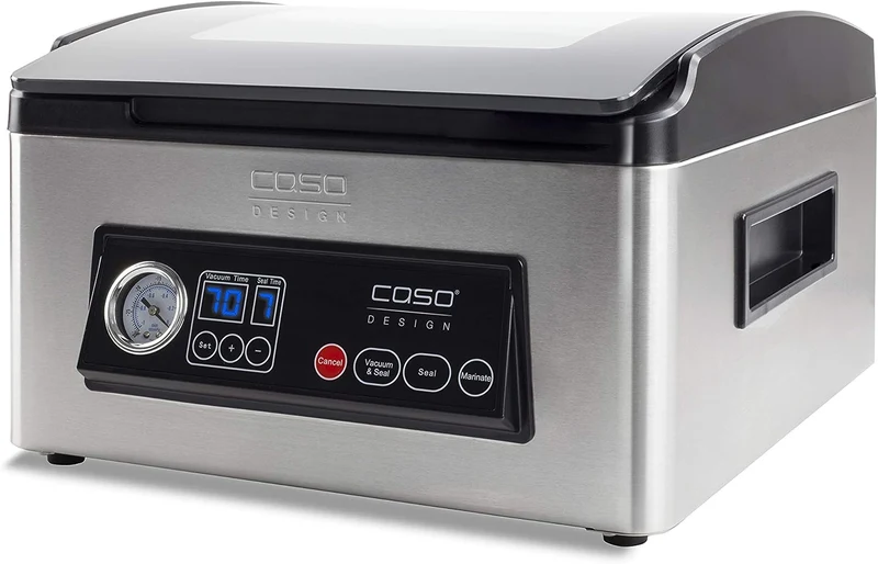 CASO VacuChef 70 - Kammervakuumierer aus Edelstahl, starke Vakuumpumpe 70 Liter/Minute & Profi- Foli
