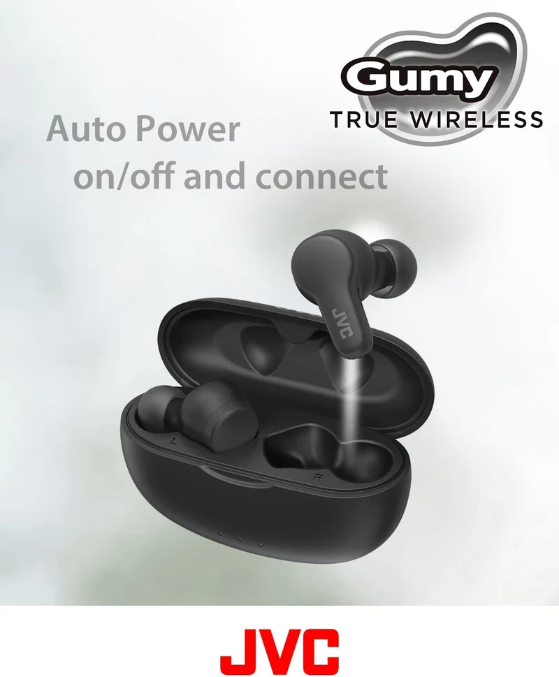 JVC HA-Z77T-B Gumy True Wireless Kopfhörer mit weichen Elastomer Ohrstöpseln, 3 Sound-Modi, Bluetoot