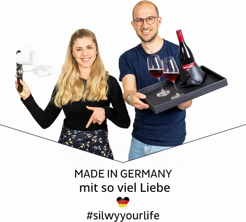 silwy® Metall-Nano-Gel-Platzset Black (large) in Lederoptik für rutschfeste Magnet-Gläser - abwaschb