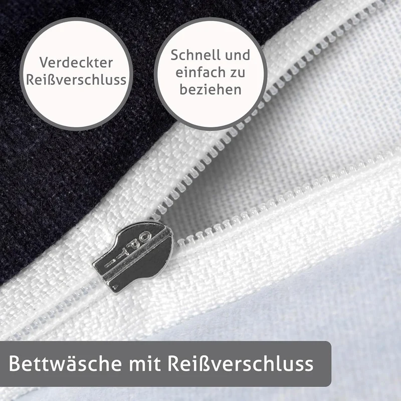 LINKHOFF Bettwäsche gestreift 155x220 cm - Biber Bettwäsche Grün Mint - Grau aus 100% Baumwolle - Fe