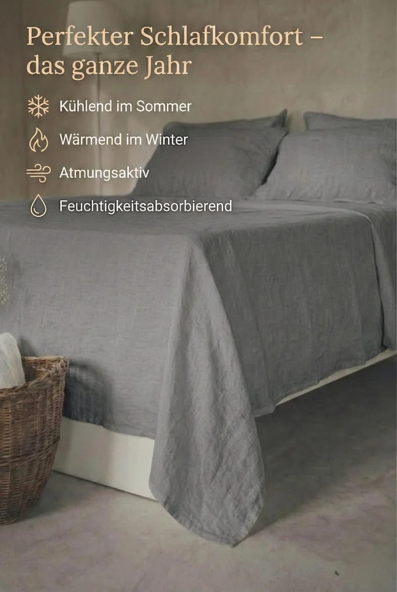Ger3as Leinen Bettlaken ohne Gummi 100% Stonewashed Natürlich Leinen Laken Überwurf Leinen Gewaschen
