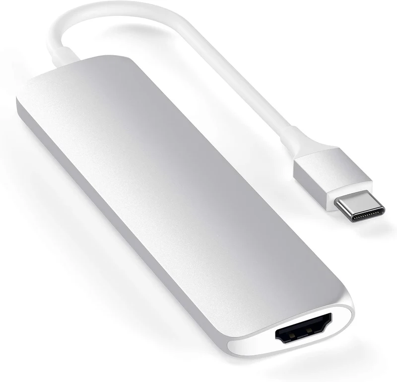 SATECHI Slim Type-C Multi-Port Adapter mit USB-C Pass-Through, 4K HDMI, USB 3.0 - Für M2/ M1 MacBook