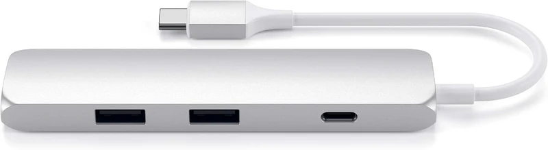 SATECHI Slim Type-C Multi-Port Adapter mit USB-C Pass-Through, 4K HDMI, USB 3.0 - Für M2/ M1 MacBook