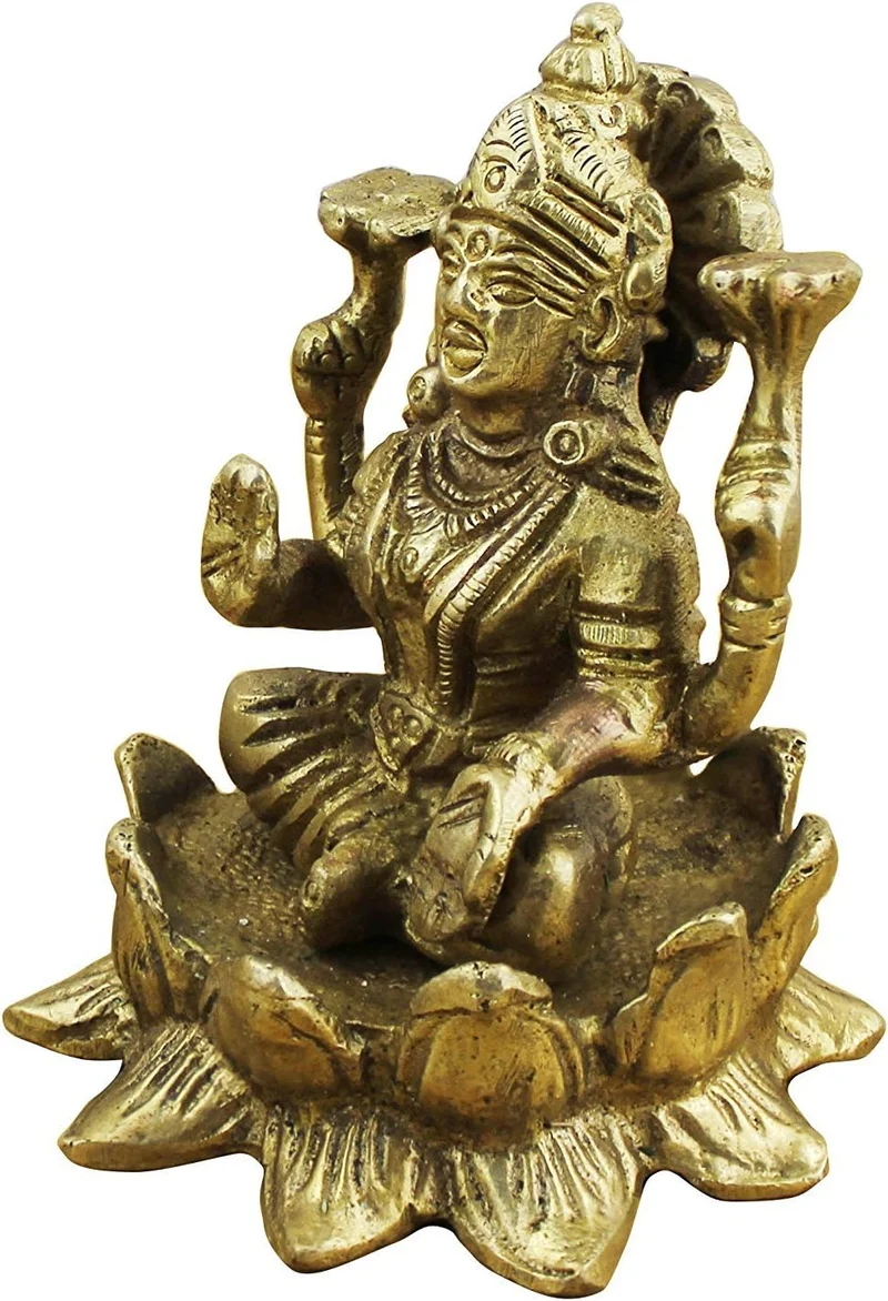 Religiöse dekorationen indischen gott ganesha und göttin lakshmi figur satz messingstatue - 7,9 x 6,