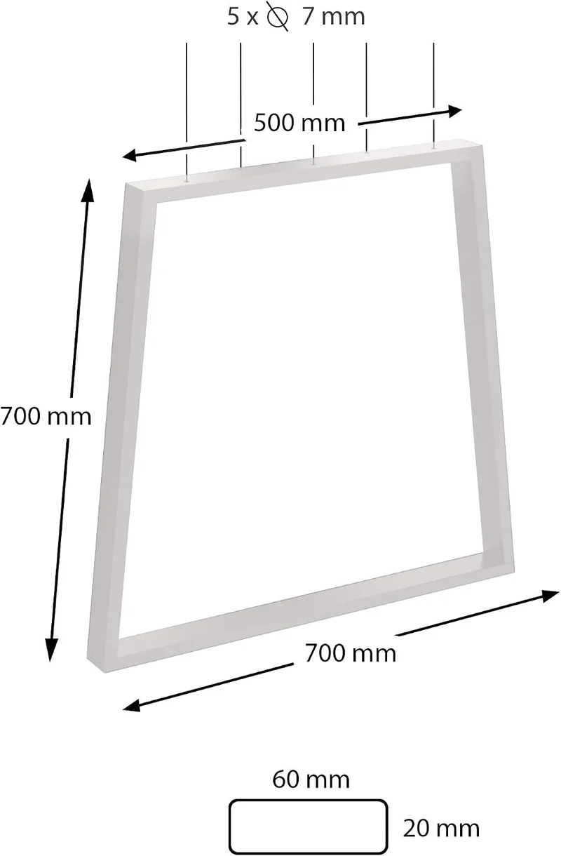 sossai® Trapez Tischkufen aus Stahl (pulverbeschichtet) TKG6 | Industrial Design | Farbe: Weiss | Hö