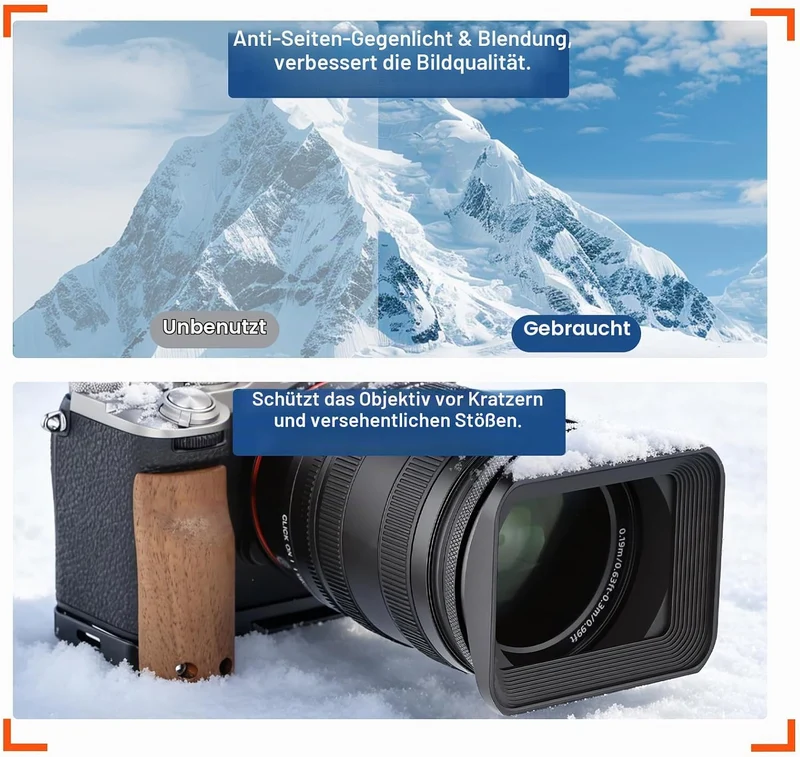 Haoge LH-B67T 67mm Quadratisch Rechteckig Gegenlichtblende mit Schraubdeckel für 67mm Canon Nikon So