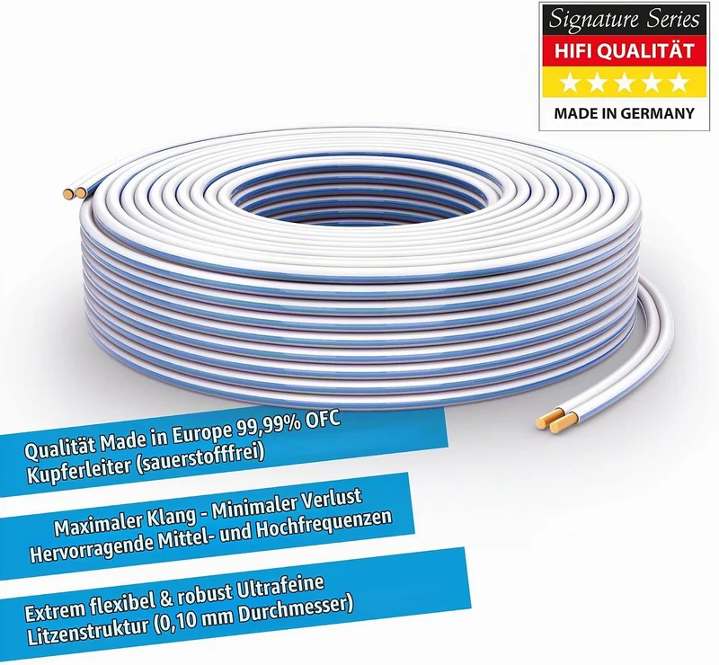 PureLink Lautsprecherkabel OFC 2 x 4,00mm² (0,10mm), 100m, weiss 100m 2 x 4,00mm² (0,10mm) weiss, 10