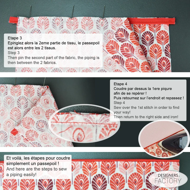 Set aus 6 baumwolle Paspelband - Einfach zu nähen und ideal zum Veredeln Ihrer Kreationen. (Satz mit