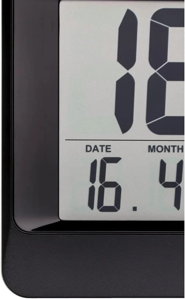 TFA Dostmann Wanduhr digital, 60.4519.01 (Schwarz mit Batterien), Schwarz mit Batterien