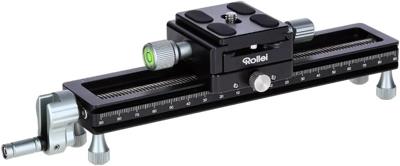 Rollei Makroschlitten, Stabiler Foto/Video Makro-Einstellschlitten für DSLR und System Foto-Kameras.