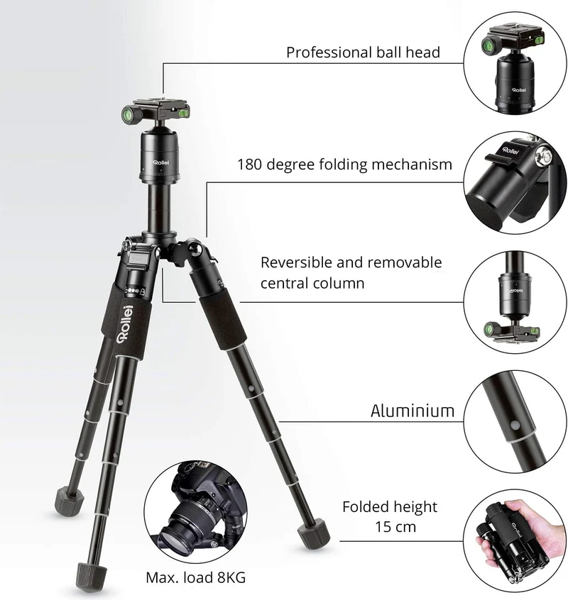 Rollei Makroschlitten, Stabiler Foto/Video Makro-Einstellschlitten für DSLR und System Foto-Kameras.