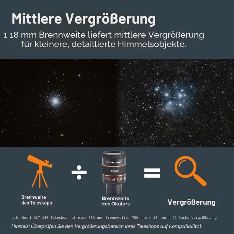 Celestron X-Cel LX Serie – 1,25'' Okular, 18 mm, 18 mm