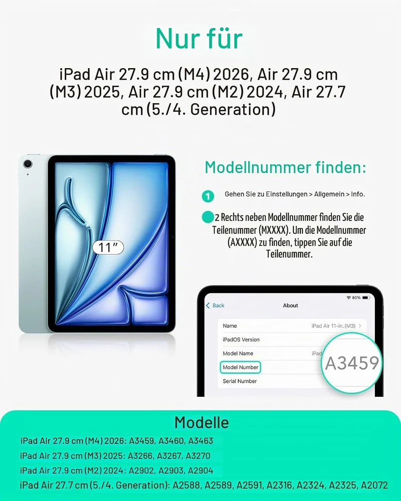 ESR Hülle kompatibel mit iPad Air 5 Generation 2022 Hülle/iPad Air 4 Generation 2020 Hülle, abnehmba