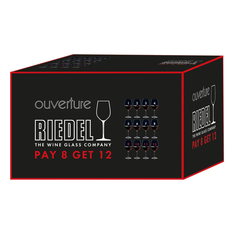 RIEDEL Ouverture Rotwein Kauf 12 Zahl 8, Rotweinglas, Weinglas, Trinkglas, Hochwertiges Glas, 350 ml