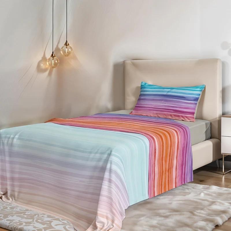 Fantasy Italian Bed Linen Bettwäsche, Rainbow, Einzelne, Mikrofaser, Regenbogen Rainbow Einzelne, Ra