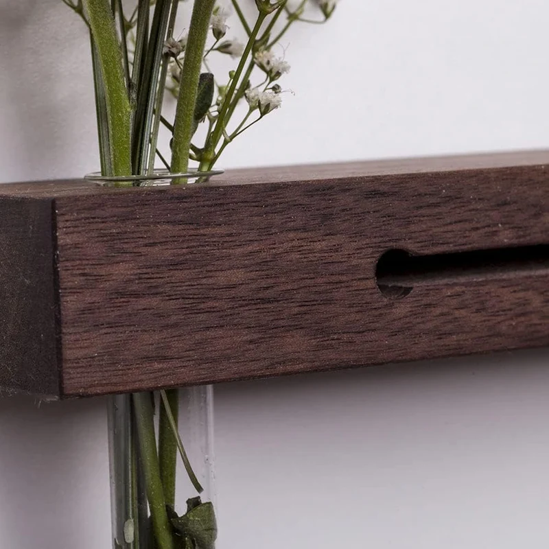 WOODS Schlüsselbrett mit Blumenvase I handgefertigt in Bayern I Nut - Schlüsselhalter I Wanddekorati