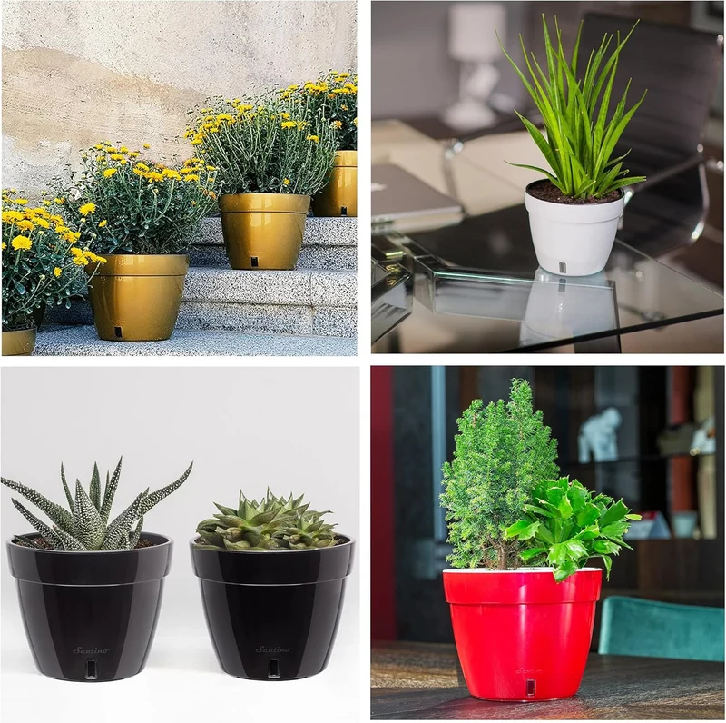 Santino ASTI 3er Set 27CM Selbstwässernder Blumentopf mit Wasserstandsanzeiger - Rund Premium Qualit