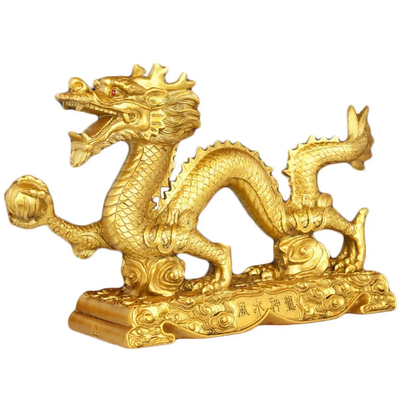 Bwinka Chinesische Feng Shui Drachenfigur Statue Symbol für Glück und Erfolg, chinesischer Drache Or