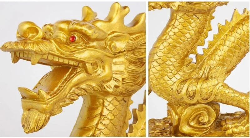 Bwinka Chinesische Feng Shui Drachenfigur Statue Symbol für Glück und Erfolg, chinesischer Drache Or