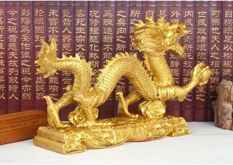 Bwinka Chinesische Feng Shui Drachenfigur Statue Symbol für Glück und Erfolg, chinesischer Drache Or