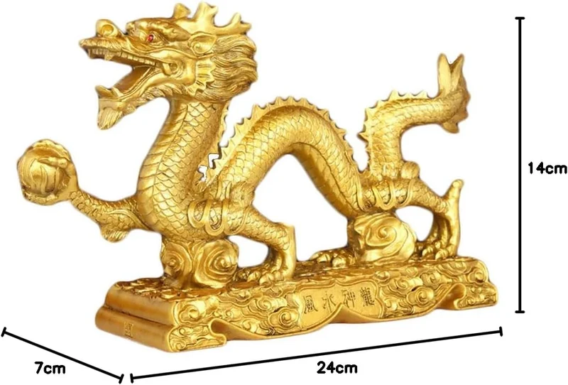 Bwinka Chinesische Feng Shui Drachenfigur Statue Symbol für Glück und Erfolg, chinesischer Drache Or