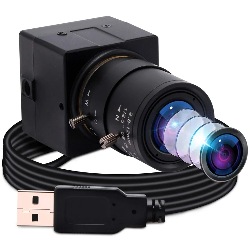 ELP 5MP Zoom Web Kamera,Aptina MI5100 Webcam Weitwinkel mit 2.8-12mm Variable Fokus Objektiv,USB2.0