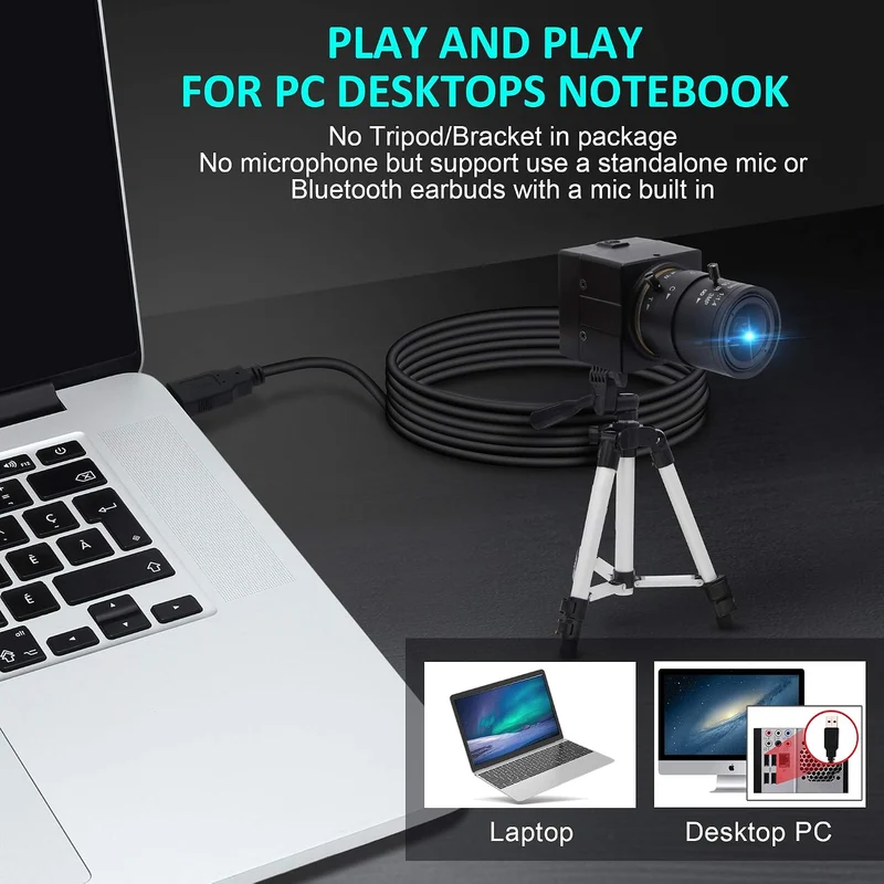 ELP 5MP Zoom Web Kamera,Aptina MI5100 Webcam Weitwinkel mit 2.8-12mm Variable Fokus Objektiv,USB2.0