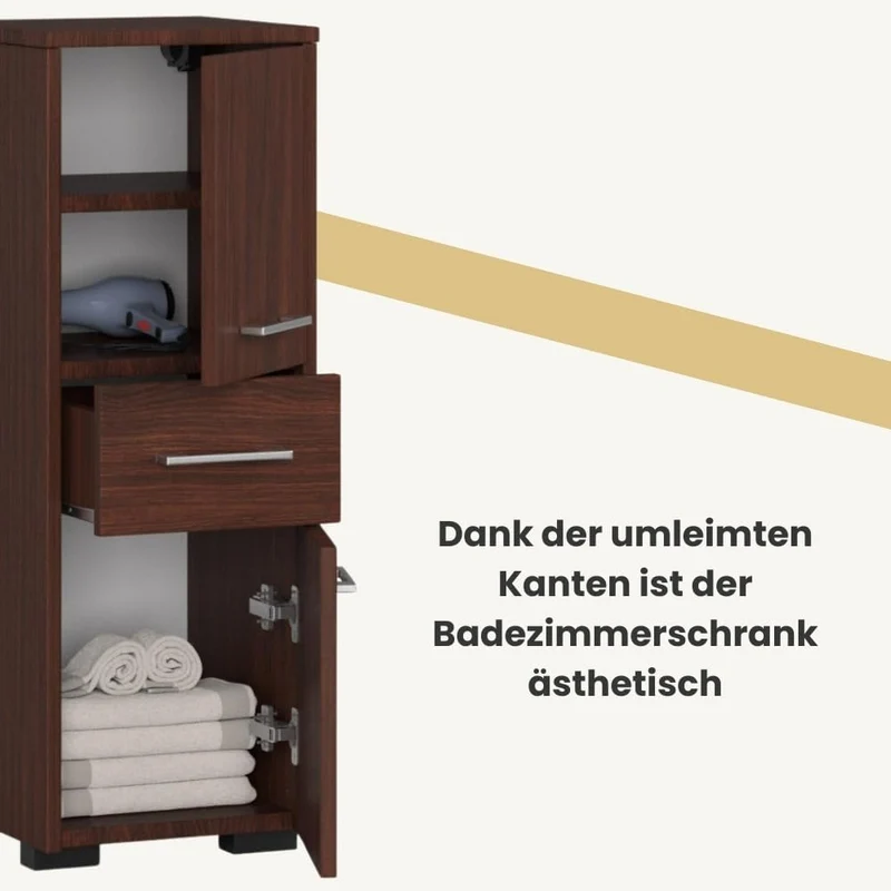 AKORD Badezimmerschrank schränke | Badezimmer kommode | FIN 85 2D1SZ, 2 Türen und 1 Schublade, B30 x