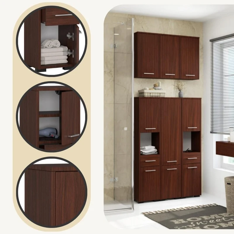 AKORD Badezimmerschrank schränke | Badezimmer kommode | FIN 85 2D1SZ, 2 Türen und 1 Schublade, B30 x