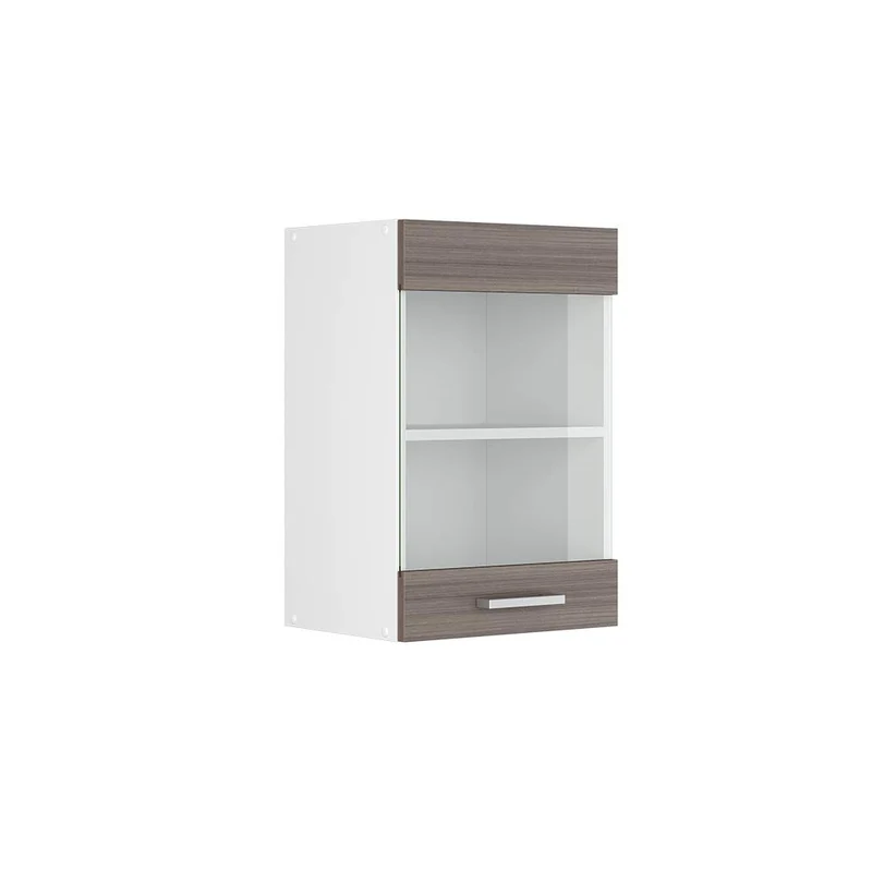 Vicco Küchenschrank Glas R-Line, Grau/Weiss, 40 cm Grau Hängeglasschrank 40cm, Grau Hängeglasschrank