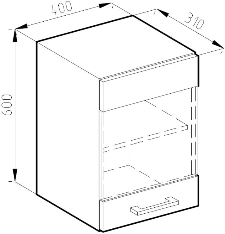 Vicco Küchenschrank Glas R-Line, Grau/Weiss, 40 cm Grau Hängeglasschrank 40cm, Grau Hängeglasschrank