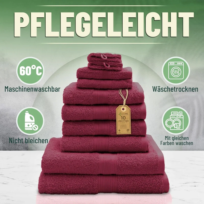 GREEN MARK Textilien 10 TLG. FROTTIER Handtuch-Set mit verschiedenen Grössen 4X Handtücher, 2X Dusch