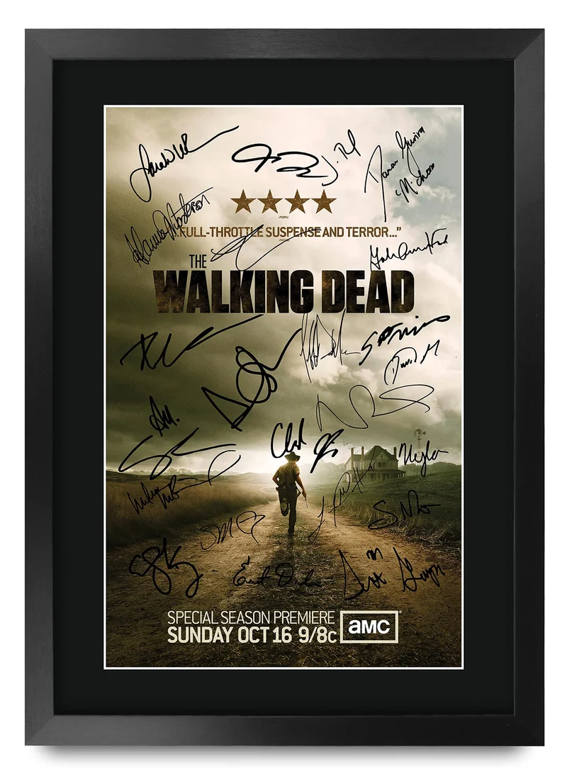 HWC Trading The Walking Dead A3 Gerahmte Signiert Gedruckt Autogramme Bild Druck-Fotoanzeige Geschen