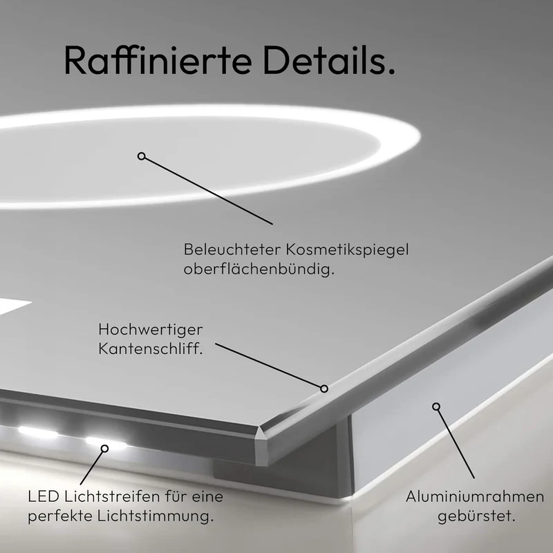 Talos King Badspiegel mit Beleuchtung – LED Badezimmerspiegel 100x60 cm – Wandspiegel mit beleuchtet