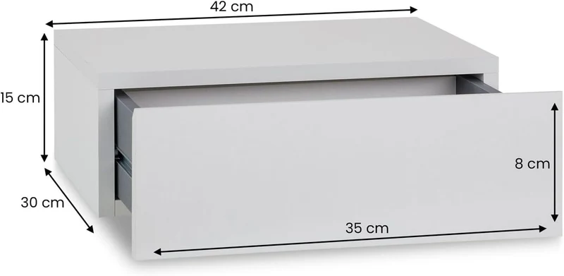 CARO-Möbel Wandregal Anne hängende Nachtkommode Wandboard Nachttisch mit 1 Schublade schwebend, grif