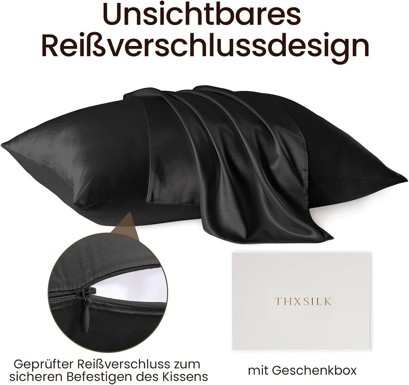 THXSILK 25 Momme Seide Kissenbezug für Haar und Haut - Maulbeerseide Kissenbezug - Hypoallergen mit